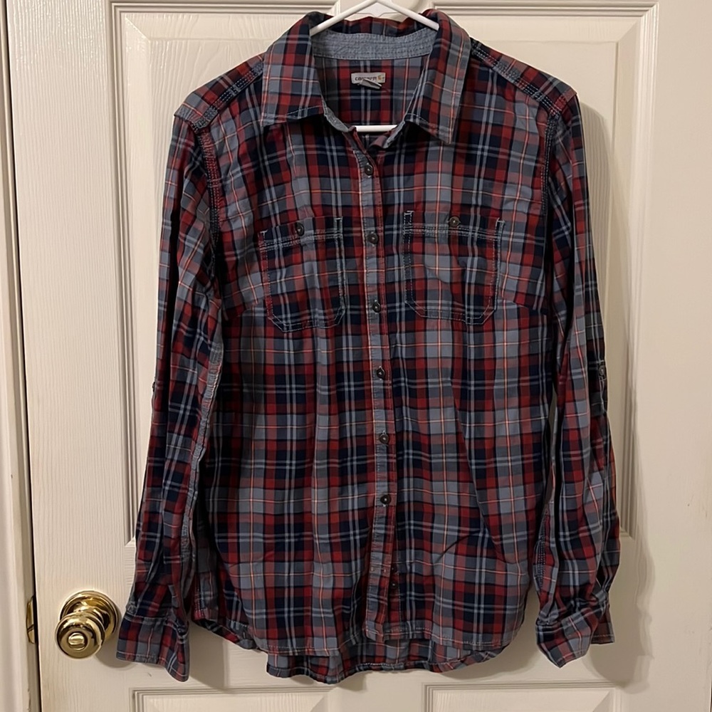 Carhartt Woman’s Plaid Long Sleeve Button Down, M